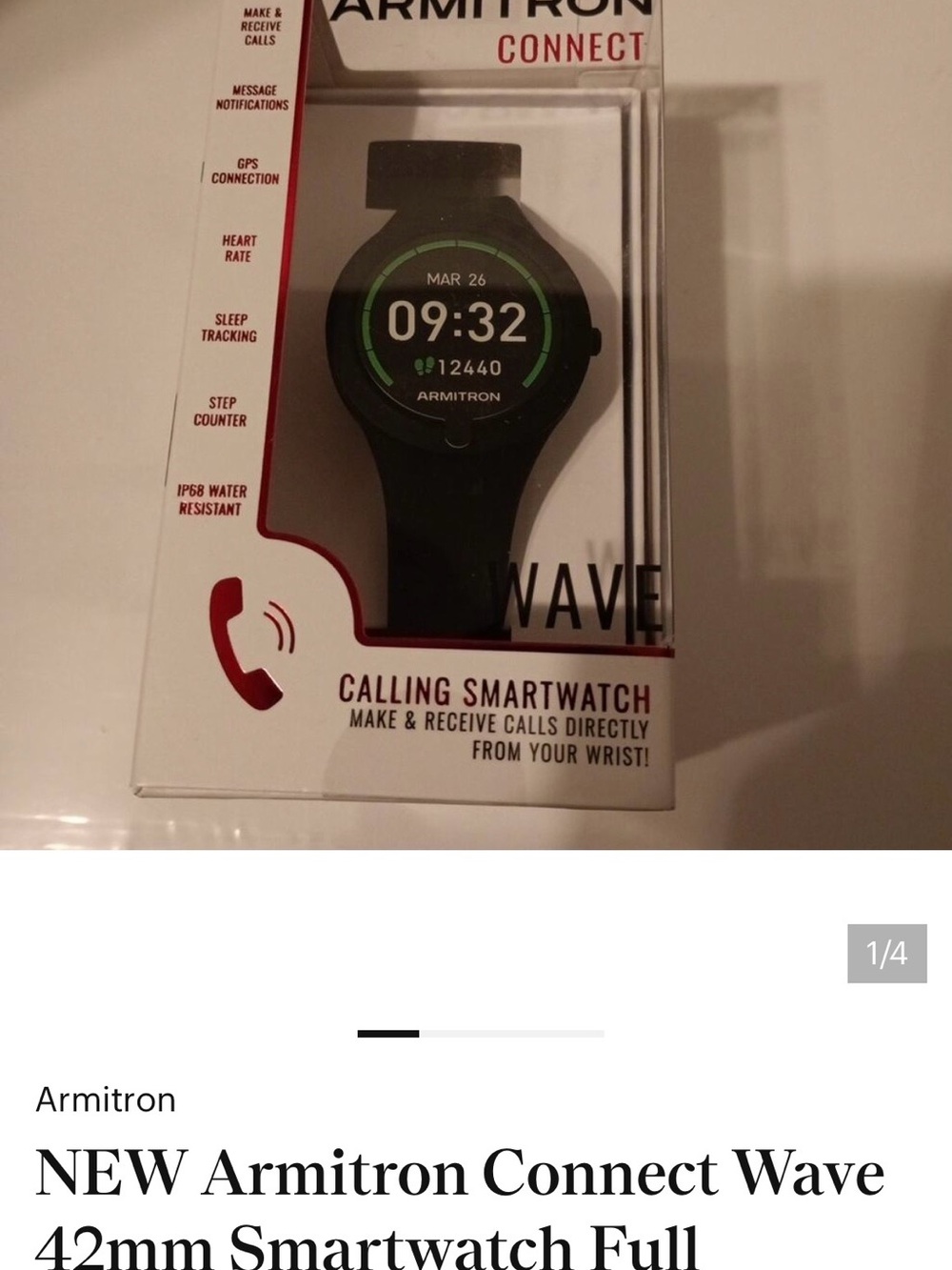 Armitron Black Connect Wave Calling Smartwatch with Green Accents